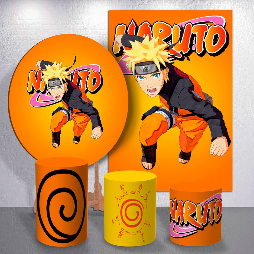 Painel Para Festas Menino Anime Boruto Capas Cilindros ou Capas Painel Sublimadas Decoração Infantil