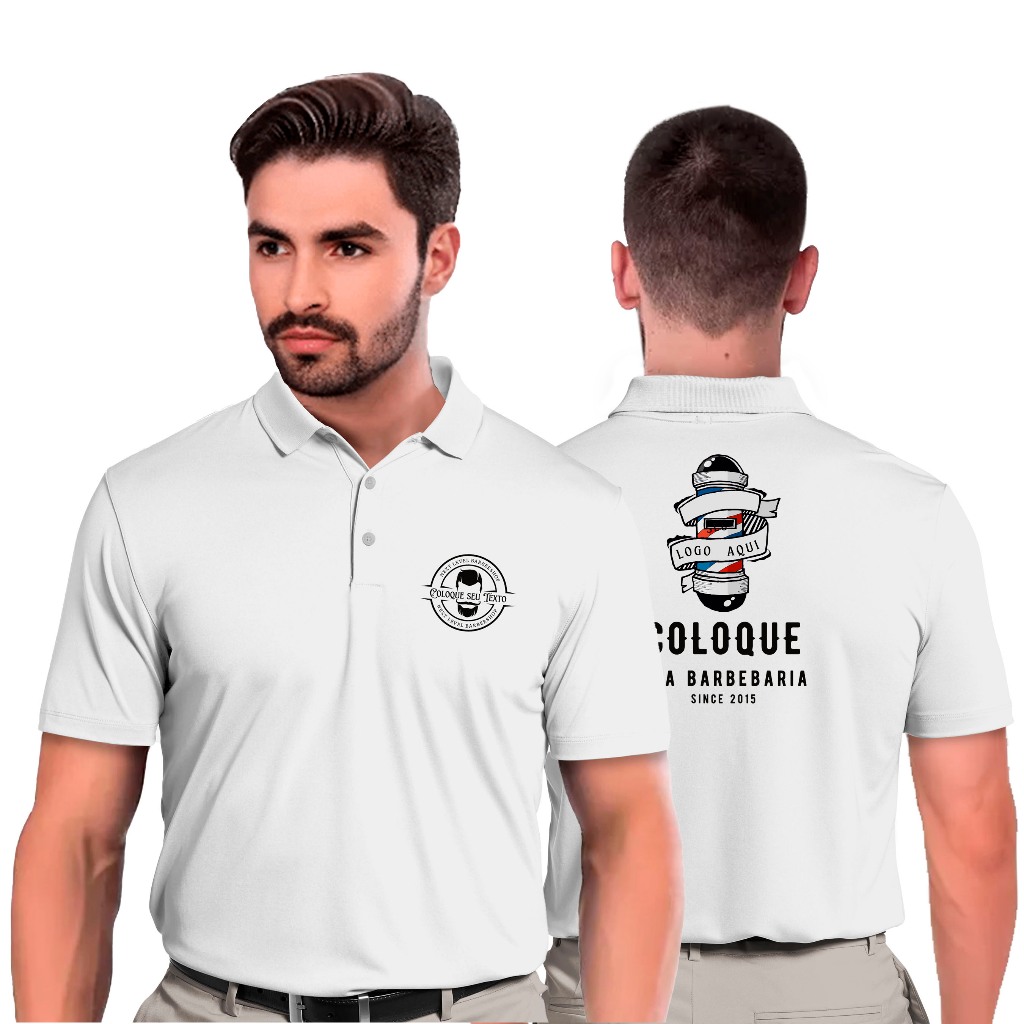 Camisa Polo Personalizada Masculina com Logo Estampado no Peito e nas Costas Uniforme em Oferta na Shopee