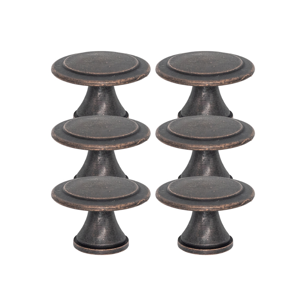 Kit 6 Puxadores Ponto Bolinha Colonial 1 Furo Gaveta Armário