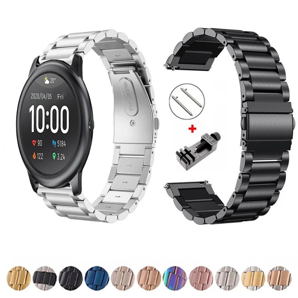 Pulseira de 22mm Metal Elos de aço inox para Haylou Solar Ls05 de Engate Rapido