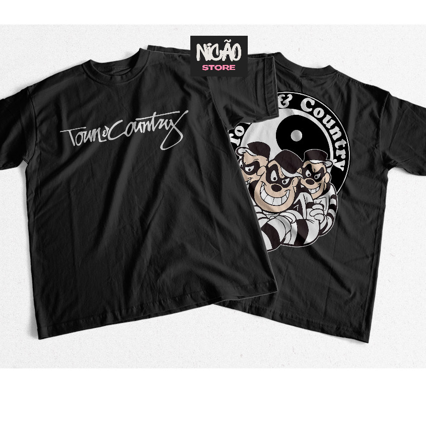 Camiseta Personalizada Town Country Na Frente Irmãos Metralha Costas Estilo Street Wear 30.1 Envio Rápido