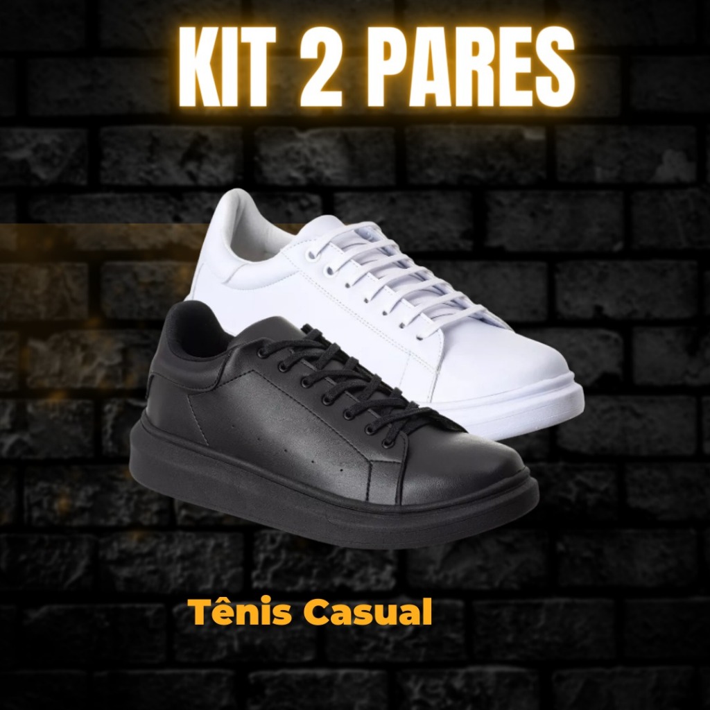 Kit 2 Pares Tenis Masculino Sapatenis Casual Estilo Alexander 2025 Sola Alta Na Promoção