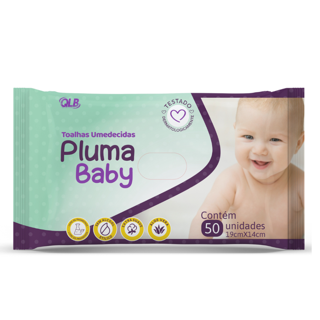 Caixa com 24 Lenços/Toalhas Umedecidas Pluma Baby c/ 50 Unidades Cada