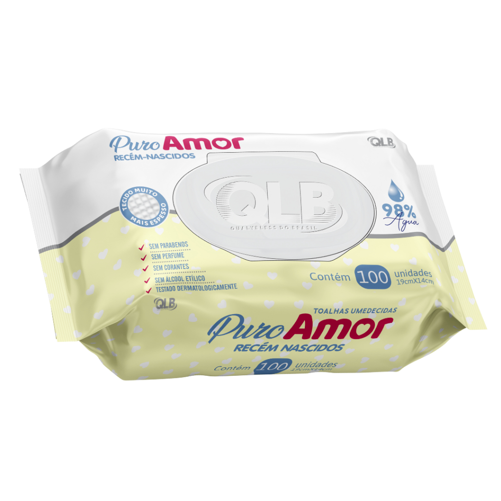Caixa com 8 Lenços/Toalhas Umedecidas Puro Amor Recém-Nascidos c/100 Unidades Cada – Tampa FlipTop - Tecido mais espesso em Oferta na Shopee