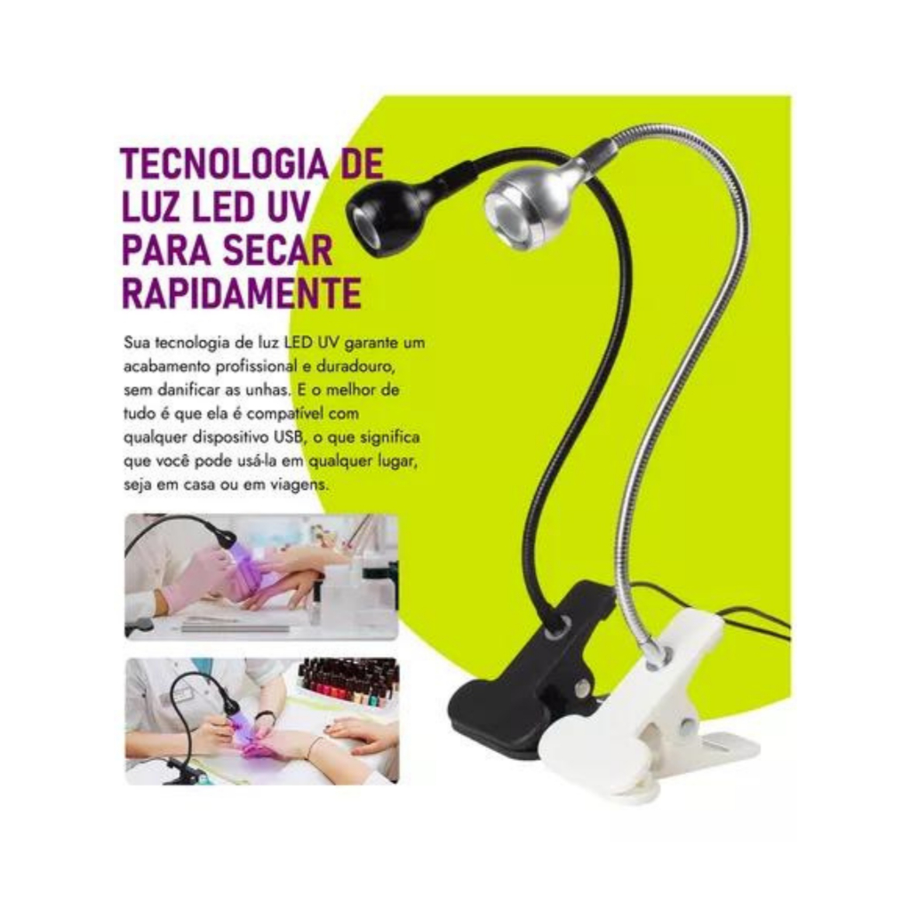 Luz Led UV Lanterna Mesa com Garra Secagem Unhas Gel Cabine em Oferta na Shopee