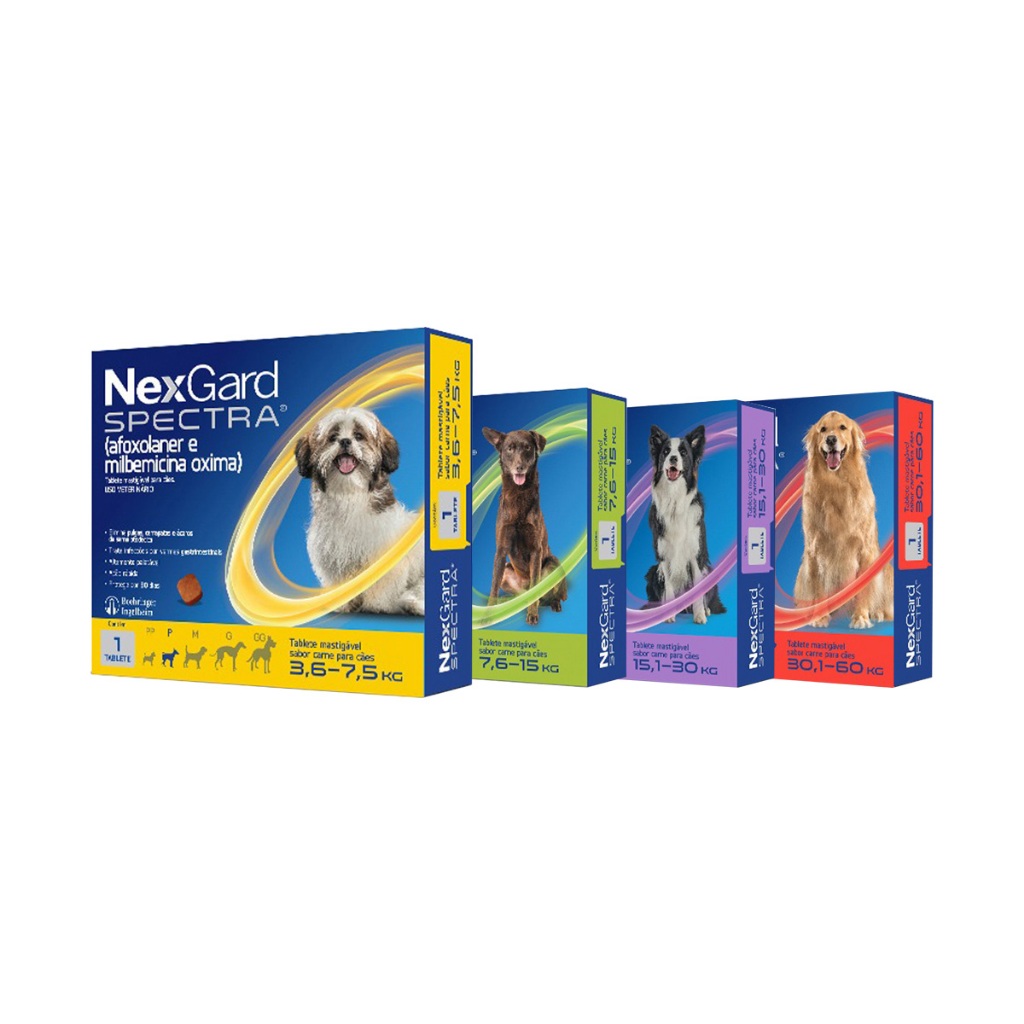 ANTIPULGAS E CARRAPATOS NEXGARD SPECTRA PARA CÃES  1 TABLETE