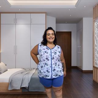 Pijama com Bermuda Plus Size Algodão Aberto Amamentação Feminino XGG em Oferta na Shopee