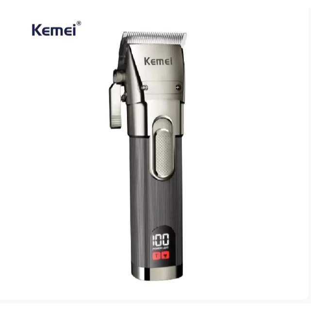 Máquina de corte profissional 2x velocidades KEMEI 1896 BIVOLT  110V 220V SEM FIO PORTÁTIL VISOR LCD - Beauty