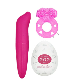 Kit Golfinho Ponto G+Egg +Anel peniano com Vibro SEX SHOP