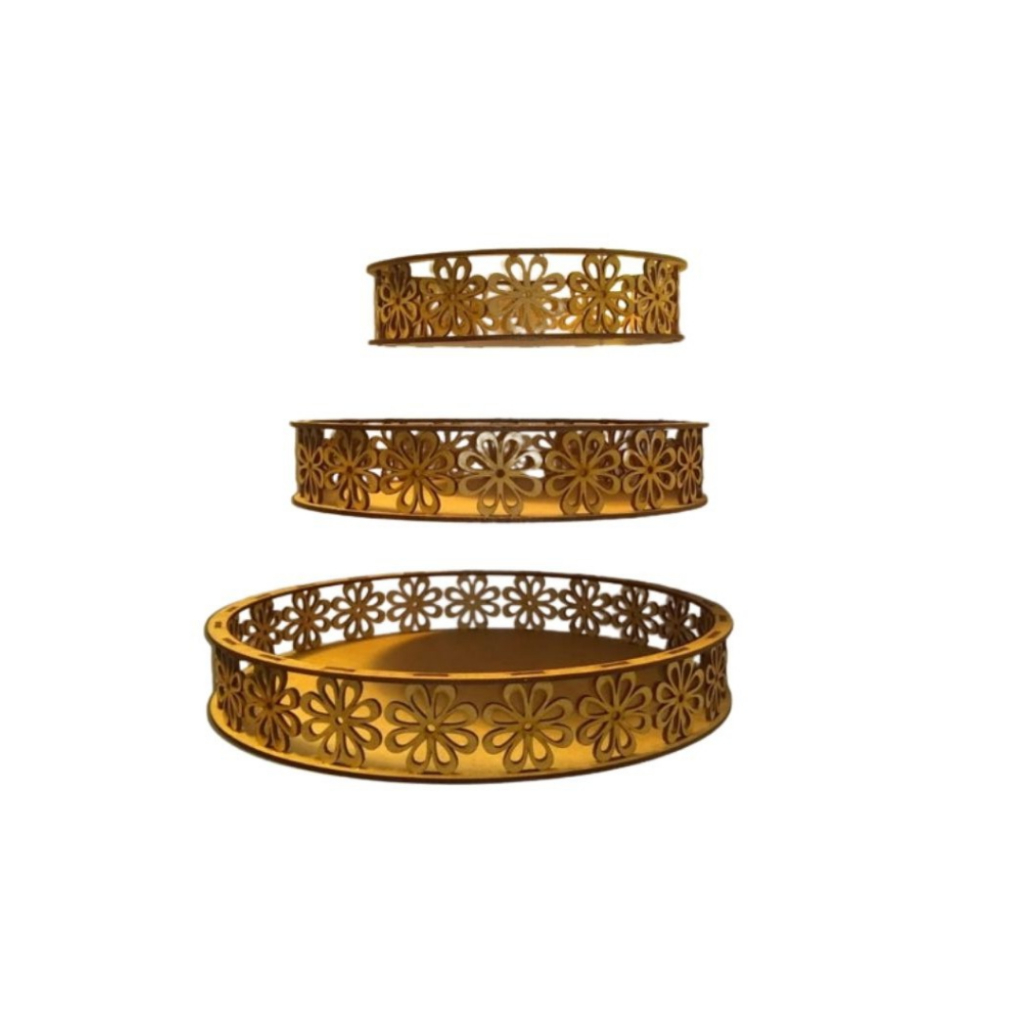 TRIO DE BANDEJA FLORAL EM MDF CRU BANDEJINHA PARA DOCES BANDEJA PARA FESTINHA DOCINHO BRIGADEIRO CUPCAKE PROVENÇAL