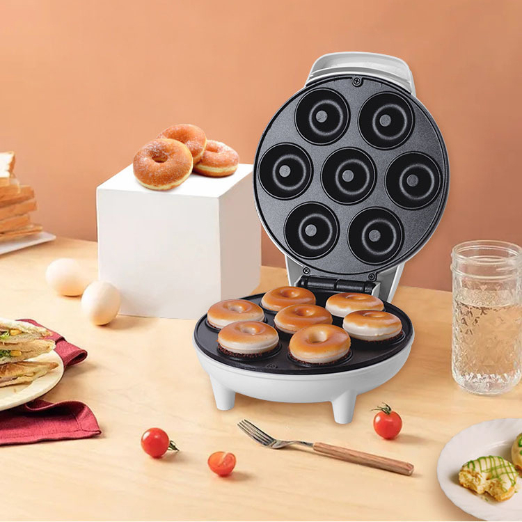 Mini Maquina De Donuts Café Da Manhã Capacidade Para 7 Mini Rosquinha Elétrica 110V Portátil