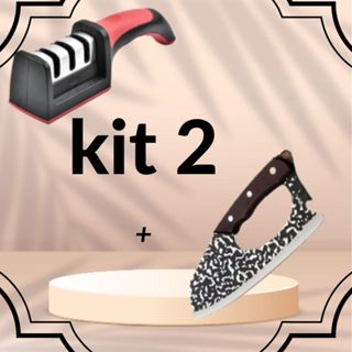 kit lnox Profissional Cabo King Artesanal Churrasco Cozinha+Afiador Amolador De Facas Em Aço Inox em Oferta na Shopee