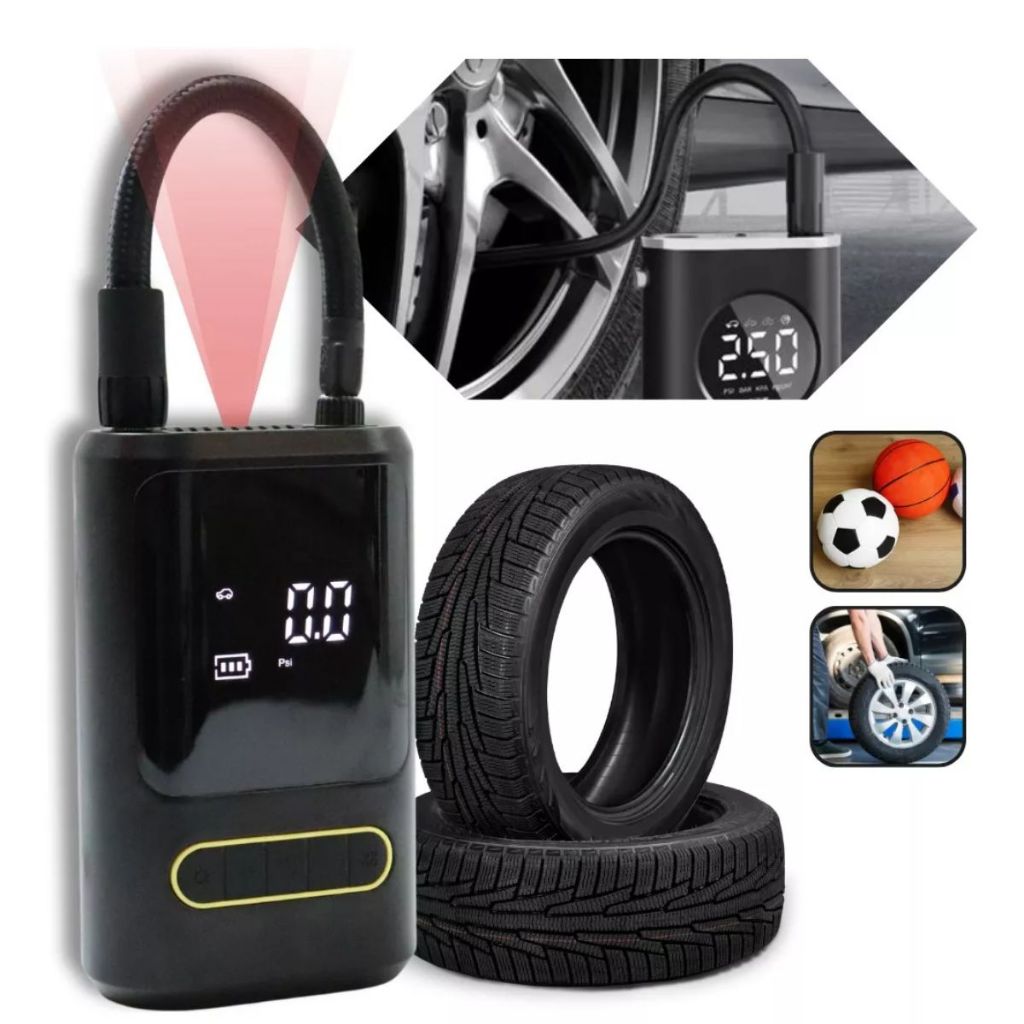 Mini Compressor de Ar Portatil Recarregavél Digital USB Calibrador Pneu Envio Imediato