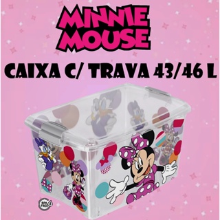 Caixa com Trava MINNIE - Plasútil  -  Para deixar a vida da sua Princesa, organizada! em Oferta na Shopee