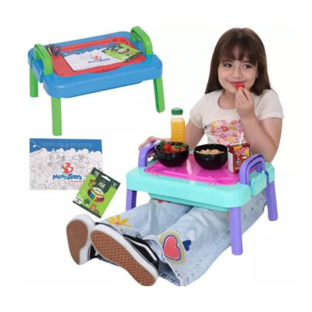 Mesa Mercotoys Colorida Para Crianças desenho brincadeira diversão mesinha multiuso em Oferta na Shopee