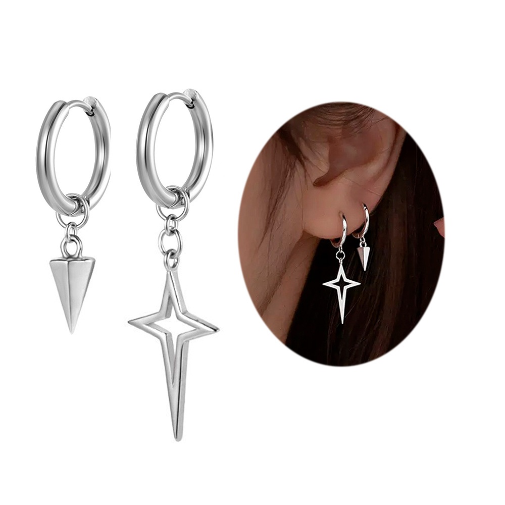 Par Brinco De Cruz Brincos Assimétricos Star Cool brinco Geometria Cônica Hip hop Ear Stud funk Cone em Oferta na Shopee