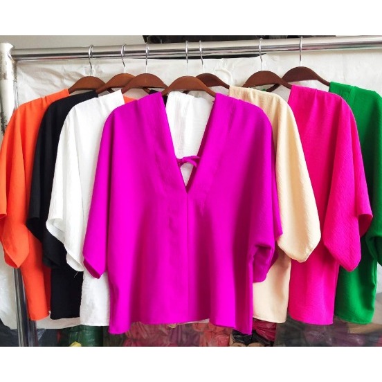 Blusa Ciganinha Feminina Gola V Soltinha Duna Manga Morcego.