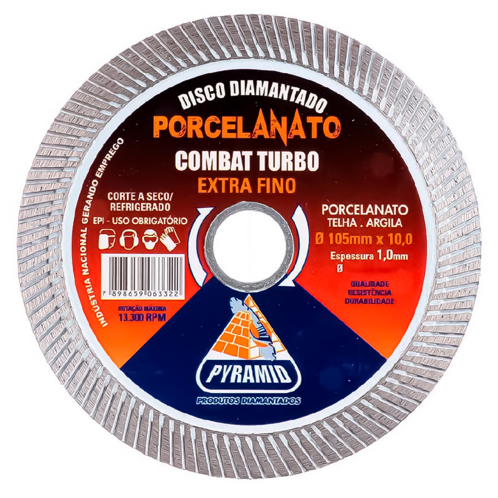 Disco Diamantado Porcelanato Combat Turbo Extra Fino Corte Seco Refrigerado Cerâmica Tijolo 115mm - Home & Living