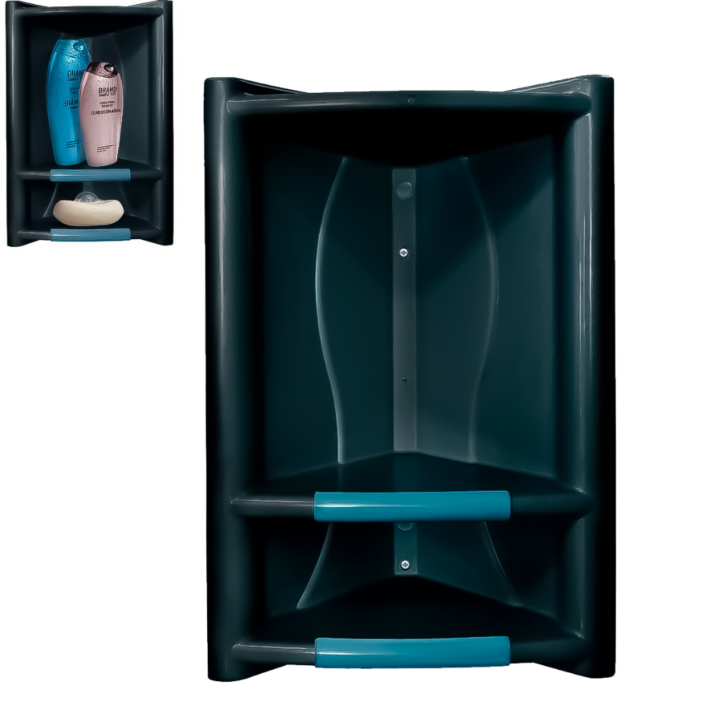 Prateleira Suporte Cantoneira Grande Para Banheiro Shampoo Sabonete Prático Em Plástico Preto - Home & Living