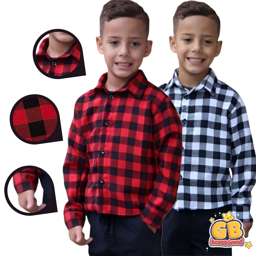 Camisa Xadrez Infantil Flanelada Masculino Festa Junina - Envio Imediato