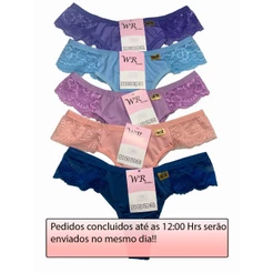 Kit 5 Calcinhas Fio Duplo em renda na lateral Lingerie Calcinha Confortável Empina Bumbum Feminina