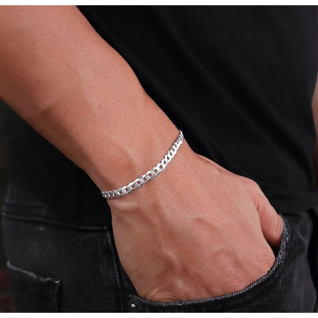 Pulseira Grumet 4 mm Masculino Prata Legitima 925 em Oferta na Shopee