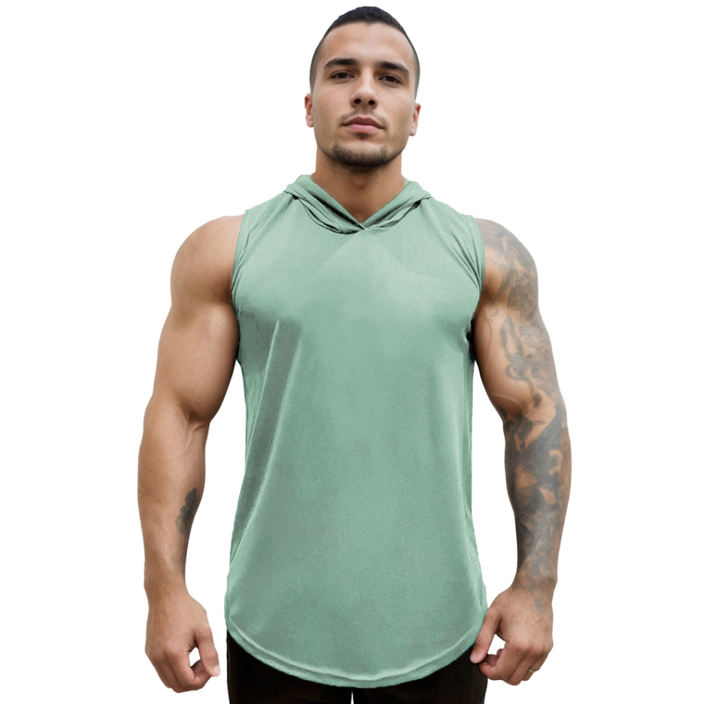 Regata Masculina com Capuz Básica Lisa Sem Estampa Longline em Dry Secagem Rápida Bombey
