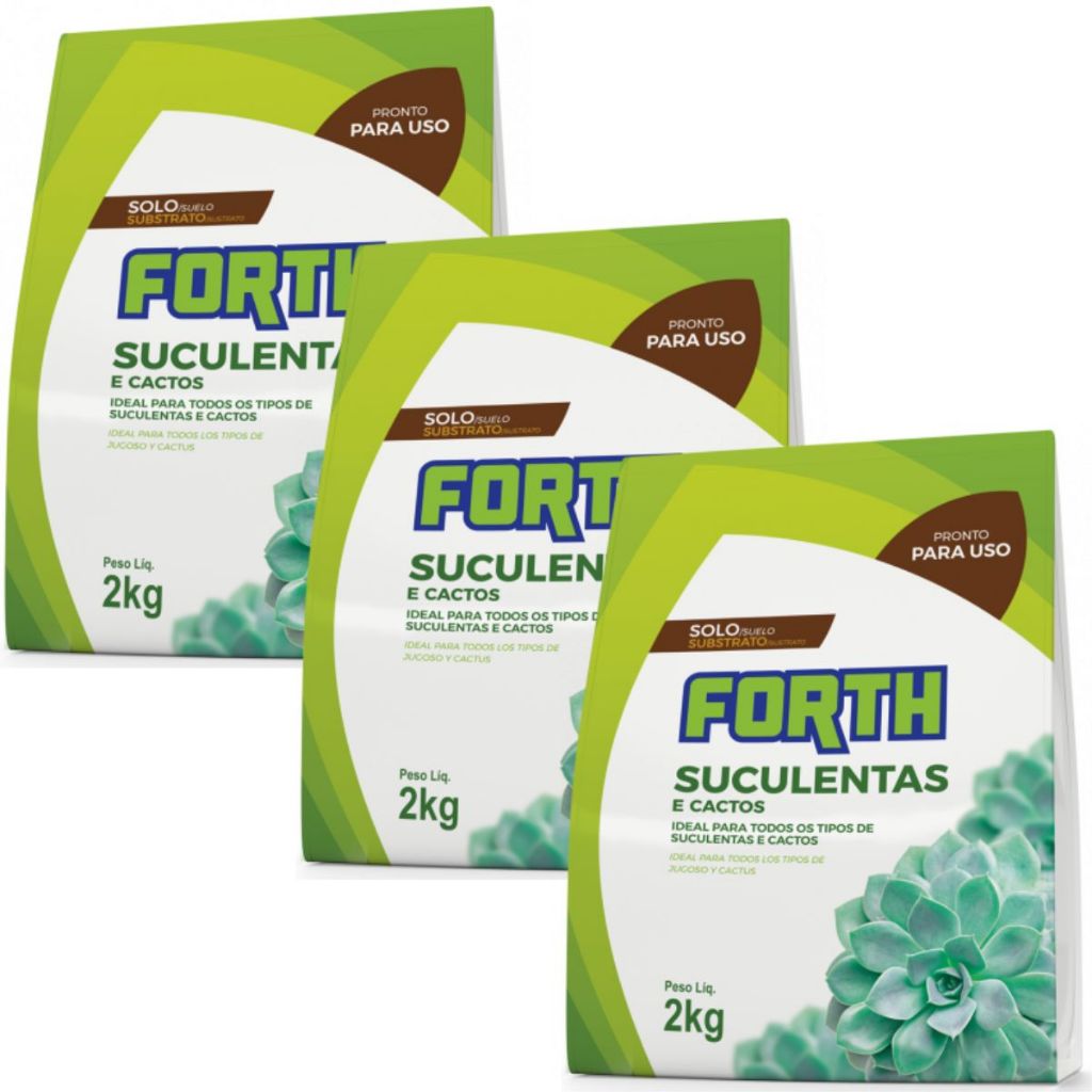 Kit 3 Substrato Terra Especial Cactos Suculentas 2kg Forth Jardim