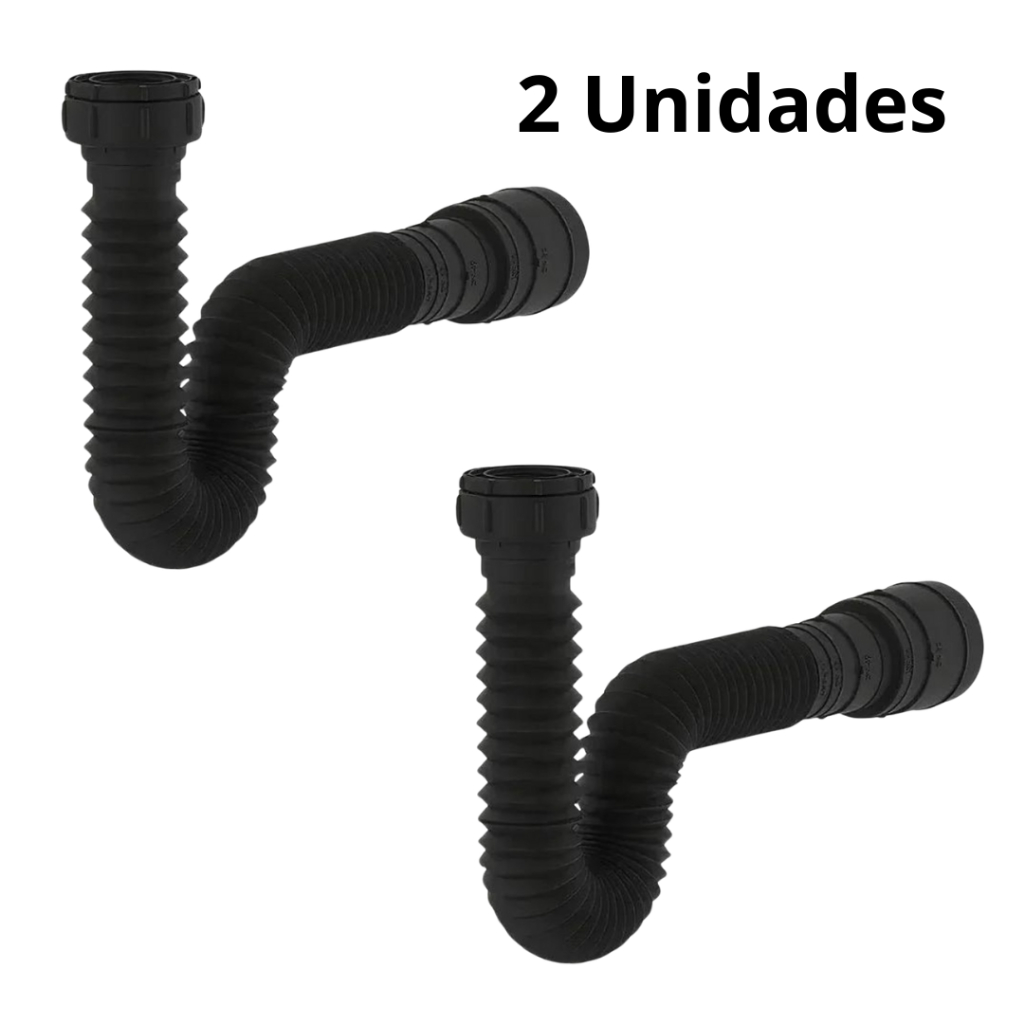 Kit 02 Sifão Flexível Sanfonado Ajustável Pia Cozinha Tanque PRETO em Oferta na Shopee