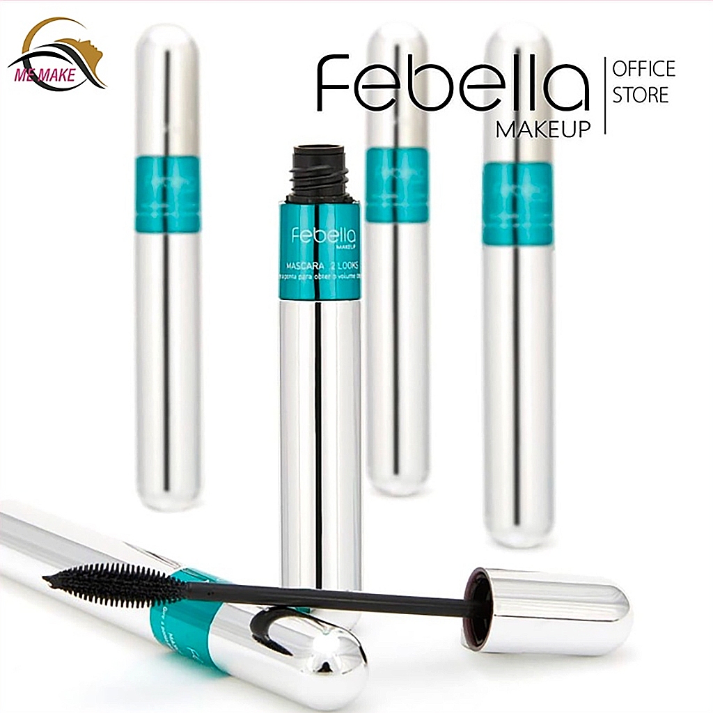 Máscara de cílios 2 em 1 Febella, volume, definição, alongamento, à prova d'água, 4D efeito marcante em Oferta na Shopee