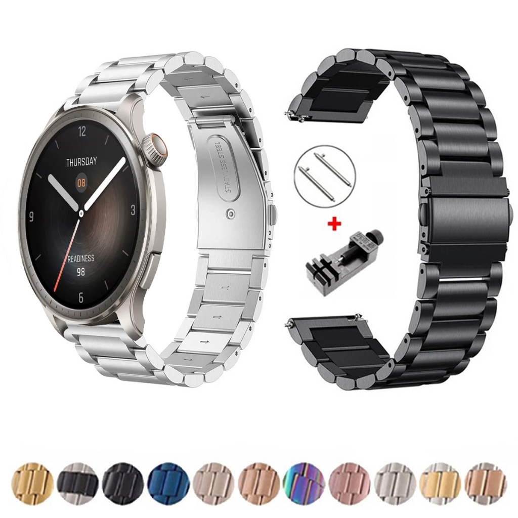 Pulseira de 22mm Metal Elos de aço inox para Amazfit Balance de Engate Rapido