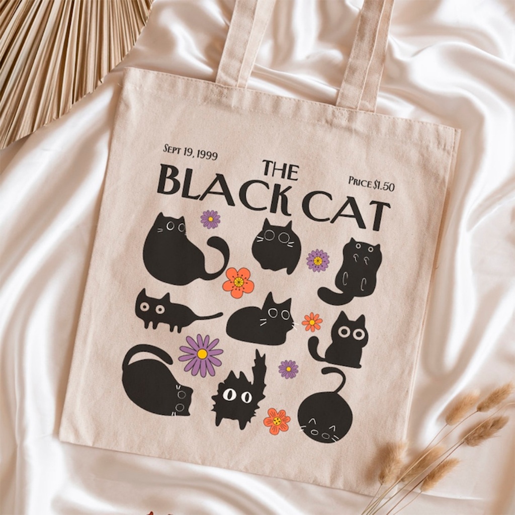Bolsa Sacola Ecobag Black Cat Gato Fofo em Oferta na Shopee
