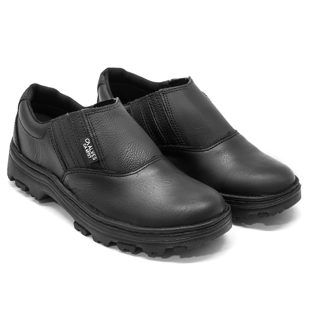 Bota Botina Para Trabalho Cano Curto Em Couro Com Elástico Lateral EPI Certificado Pronta Entrega