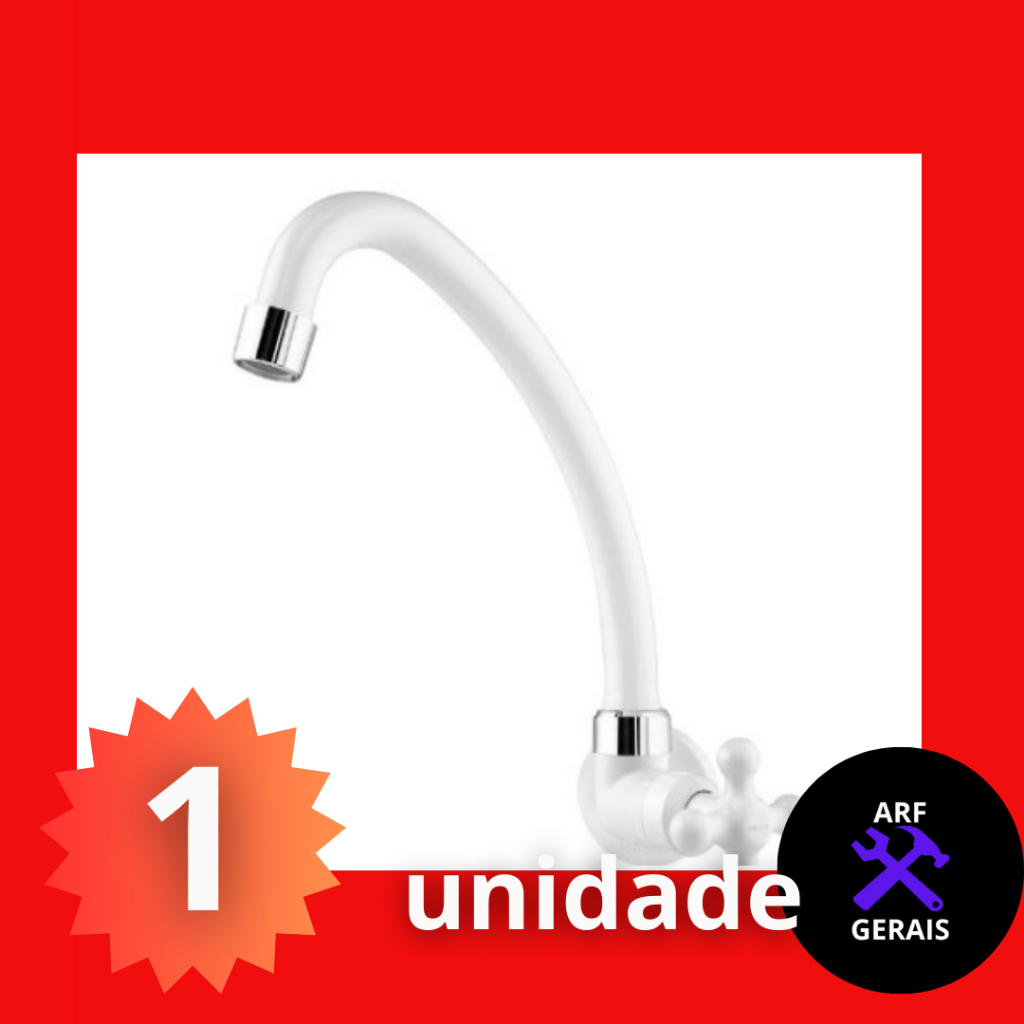 TORNEIRA DE PAREDE PARA COZINHA ALTA VÍQUA MARUJA BRANCO WHITE em Oferta na Shopee