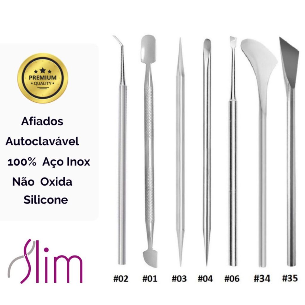 ???? Kit Cutelaria Pedicure Profissional Instrumentos 7 Peças Inox Slim desencravar unha em casa