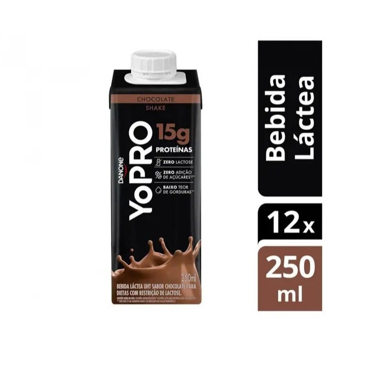 Pack Bebida Láctea UHT com 15g de Proteínas YoPRO - Chocolate 250ml 12 Unidades