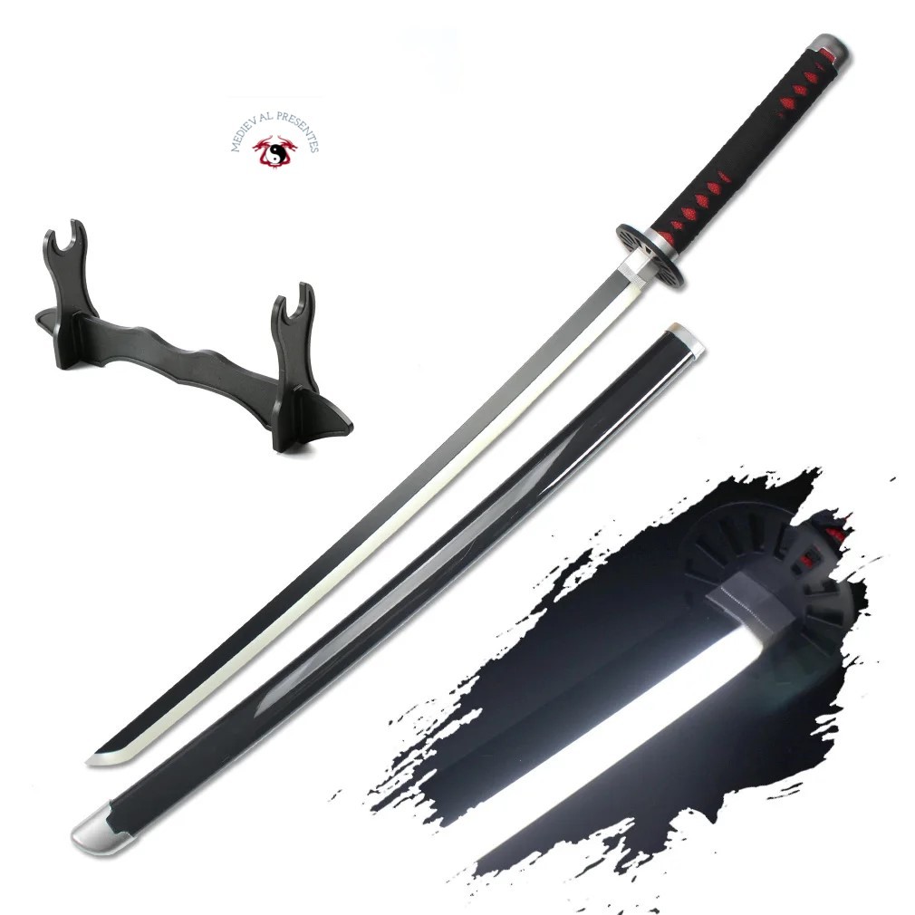 ESPADA DEMON SLAYER TANJIRO LUMINOSA DE BAMBU KATANA ORNAMENTO COSPLAY FANTASIA COLEÇÃO