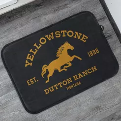 Tapete Porta de Entrada Yellowstone Preto Decorativo Antiderrapante 55x35