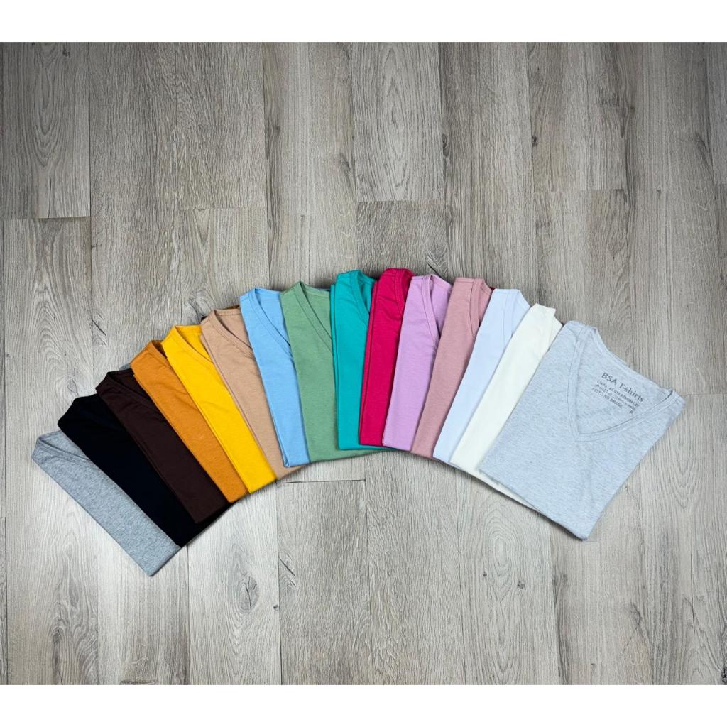 Camiseta T-shirt Gola V Blusinha Feminina Lisa Básica 100% Algodão em Oferta na Shopee