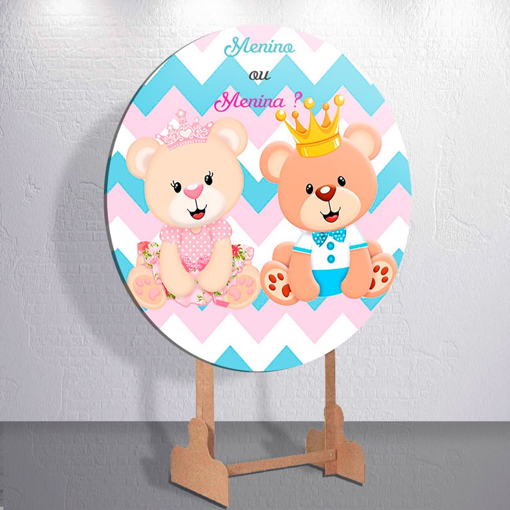 Painéis Capas Ursinhos Chá Revelação Festa Menina Menino Cilindros Sublimado Decorativo Estampado

