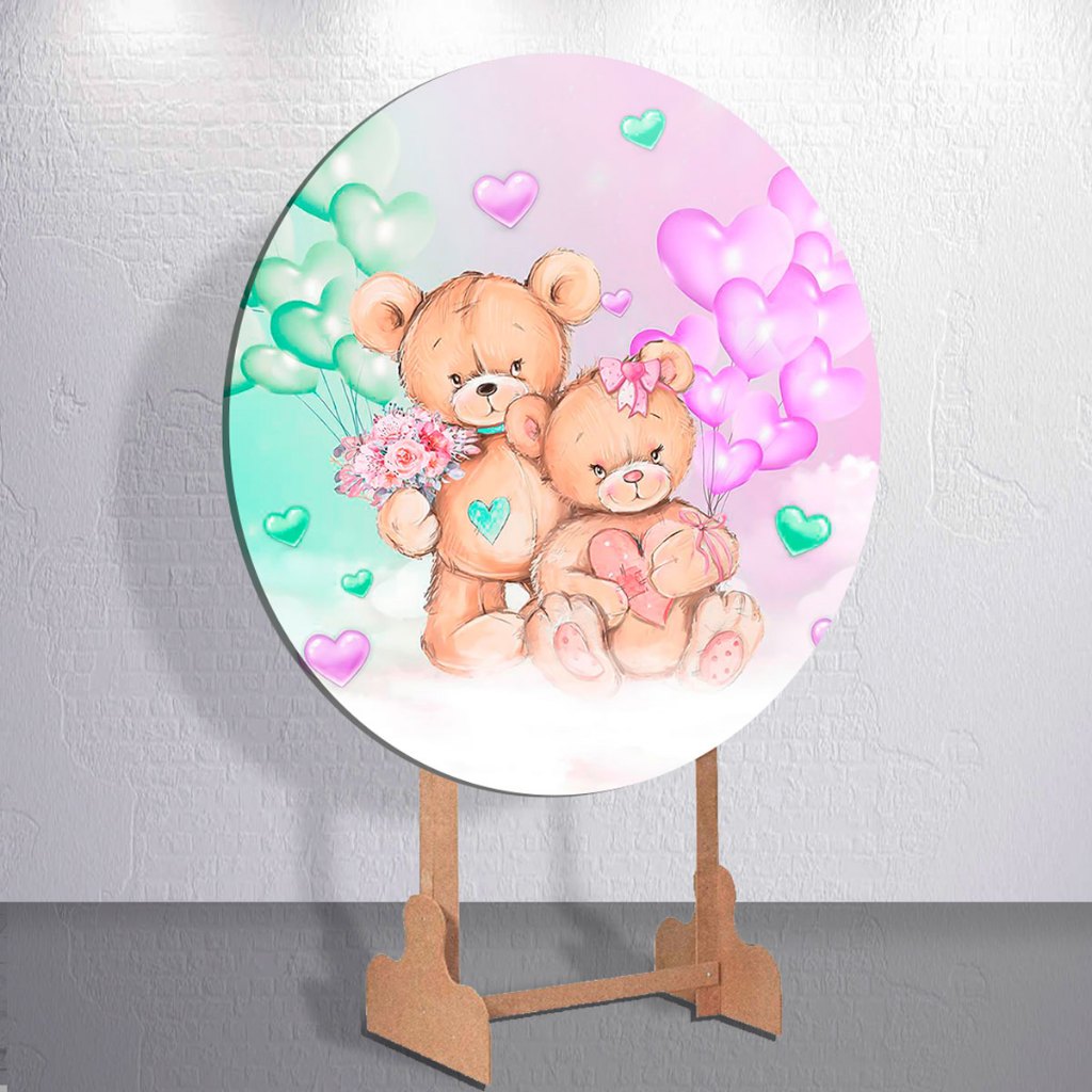 Painel de Festa Decoração Chá Revelação Menino ou Menina Ursinho Capas Cilindros ou Painel Sublimado