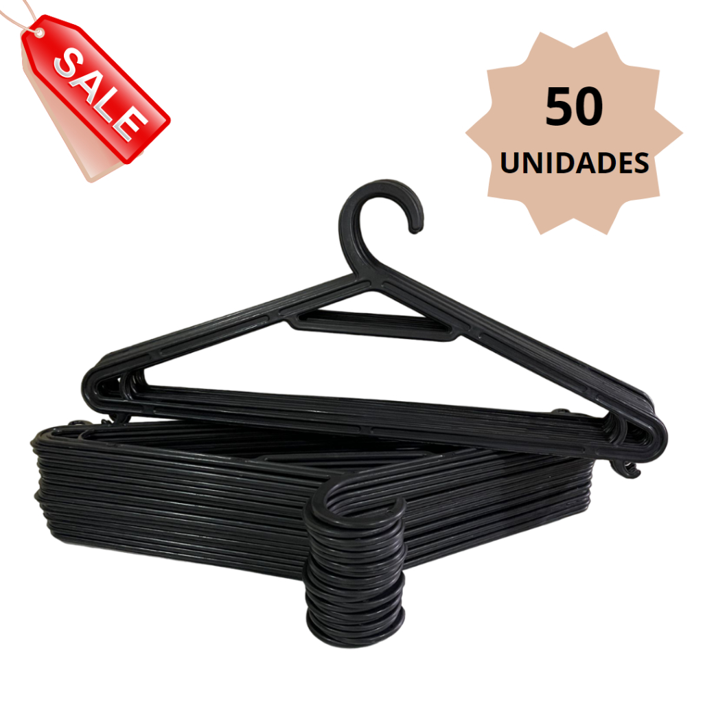 Kit 50 Cabides Adulto Organizador de Roupas Preço de Fábrica G002 em Oferta na Shopee