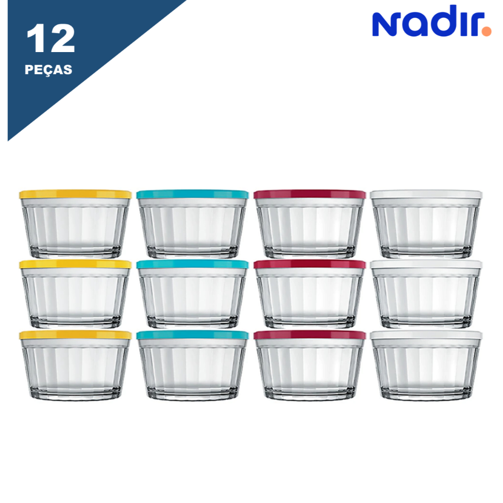 Tigela de Vidro com Tampa 12 Peças Americana Nadir