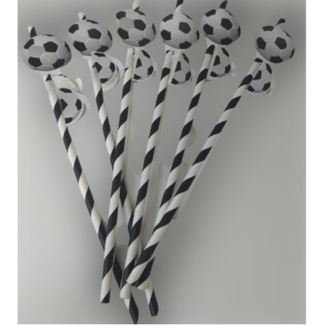 kit 30 canudos Bola De Futebol festa decoração - biodegradável