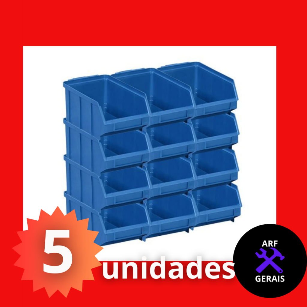 Kit 5 Gaveteiro Azul N°5 Para Estante  KIT