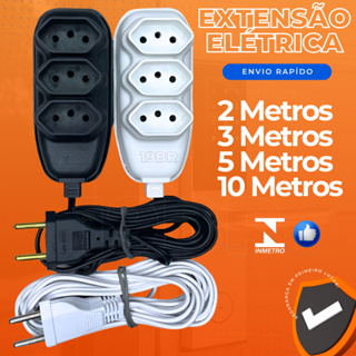 Extensão elétrica 2 Metros Extensão de Energia 3 Tomadas com 3 metros 5 metros 10 metros em Oferta na Shopee
