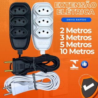 Extensão elétrica 2 Metros Extensão de Energia 3 Tomadas com 3 metros 5 metros 10 metros