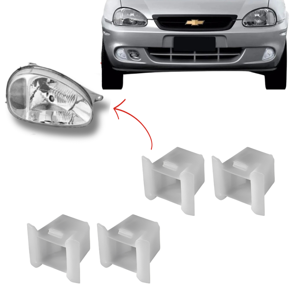 Kit 4 Buchas De Farol Grampo Fixação Chevrolet Corsa Classic 2006 2007 2008 2009 2010 Hatch Sedan