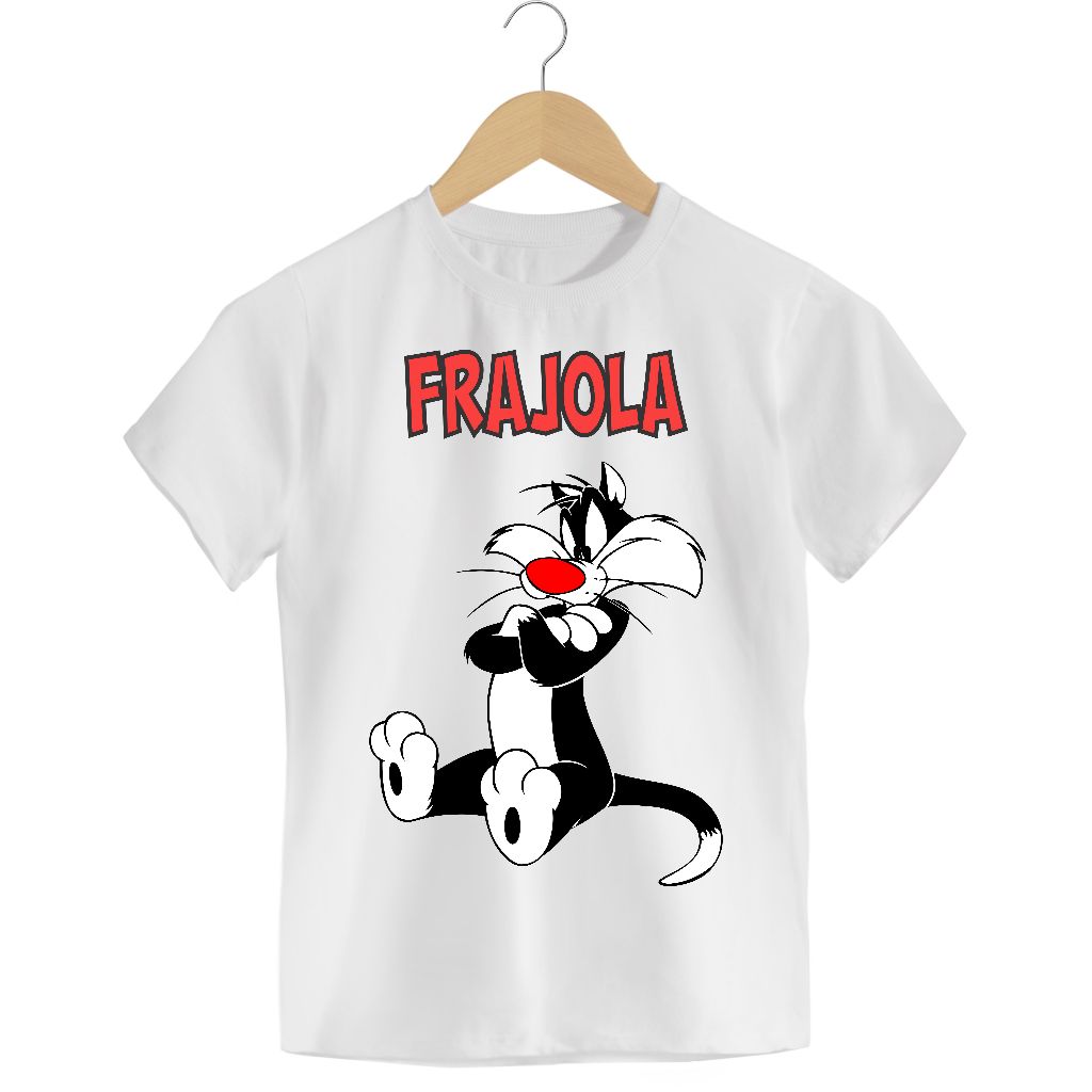 Camiseta Infantil Malha PP Branca Sublimação Personalizada Frajola #0035