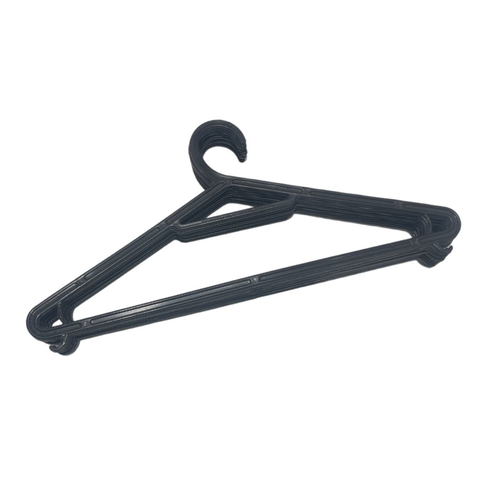 Kit 100 Cabides Adulto Preto Achatado Plástico Não Quebra Organizador de Roupas Guarda Roupa Closet Atacado Loja G002 — imagem 2 de 2